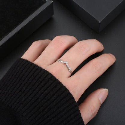 Leaf Enhancer Anniversary Band Ring Women Sterling Silver Ginger Lyne Collection