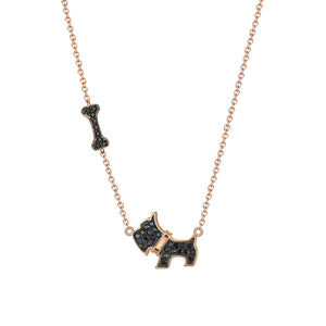 Scottie Dog Bone Chain Necklace for Girls Women Rose Gold Sterling Silver Ginger Lyne Collection - Necklace
