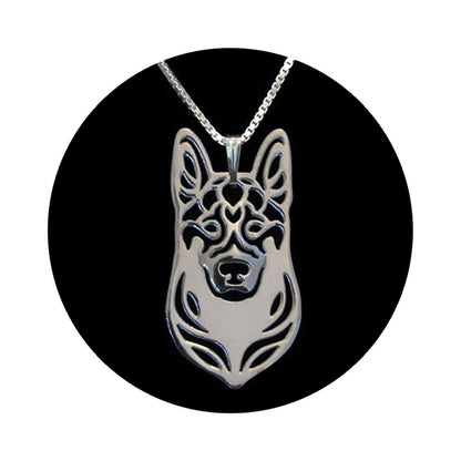 German Shepherd Dog Silver Necklace Earrings Set Women Ginger Lyne Collection - Necklace