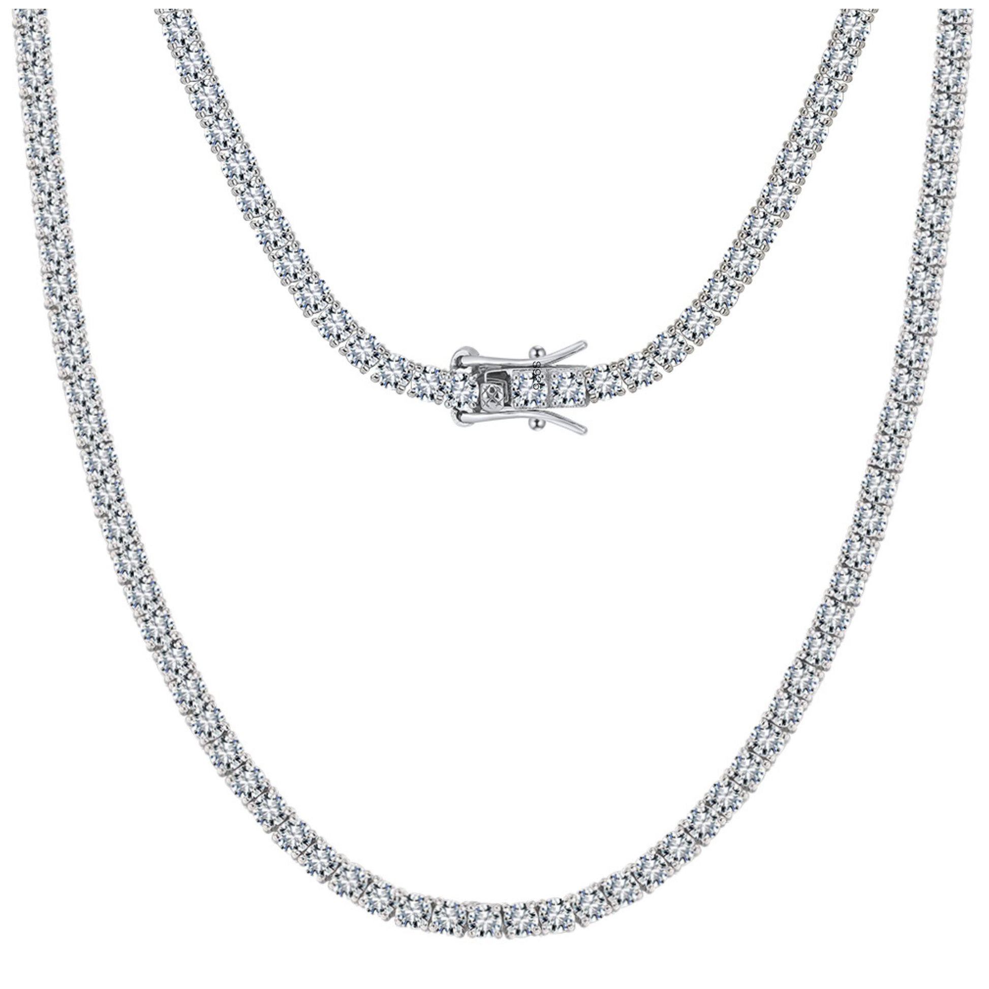 TennisNecklaceforWomenSterlingSilver3mmor5mmCubicZirconia16or18"LengthsbyGingerLyne_5mm-16"-1