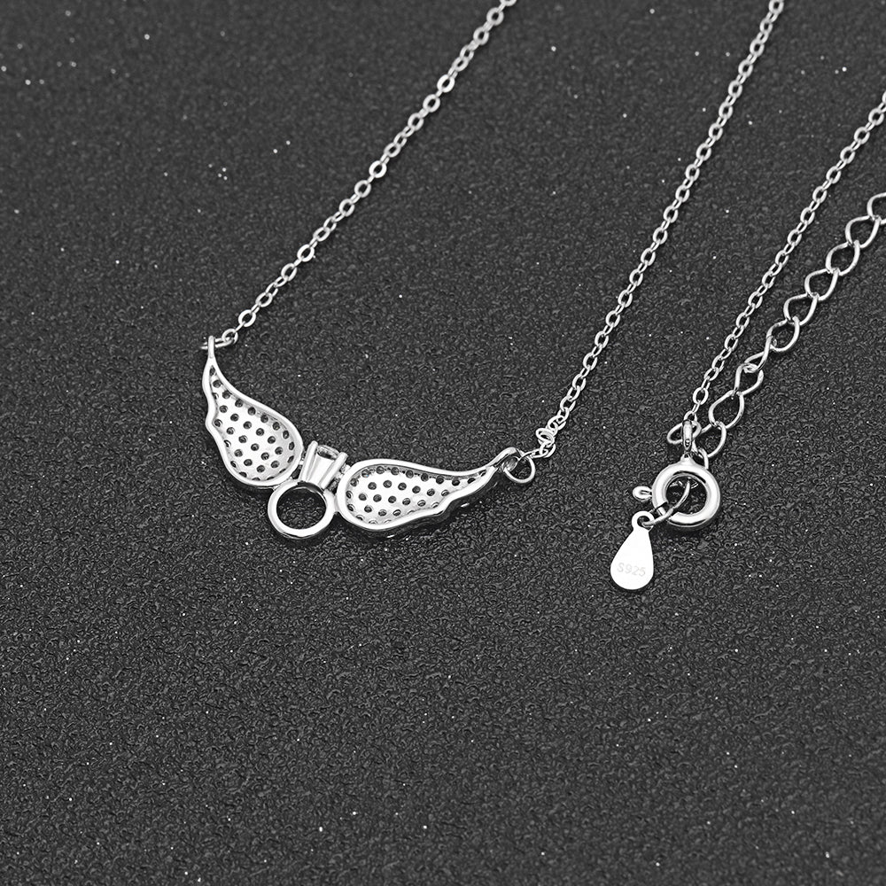Angel Wings Sterling SilverWomens Cz Pendant Necklace by Ginger Lyne Collection