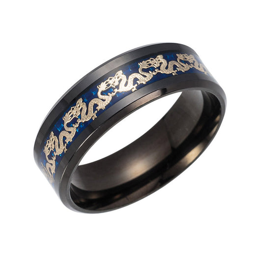 Dragon Black Stainless Steel Mens Womens Wedding Band Ring Ginger Lyne Collection - Black,10
