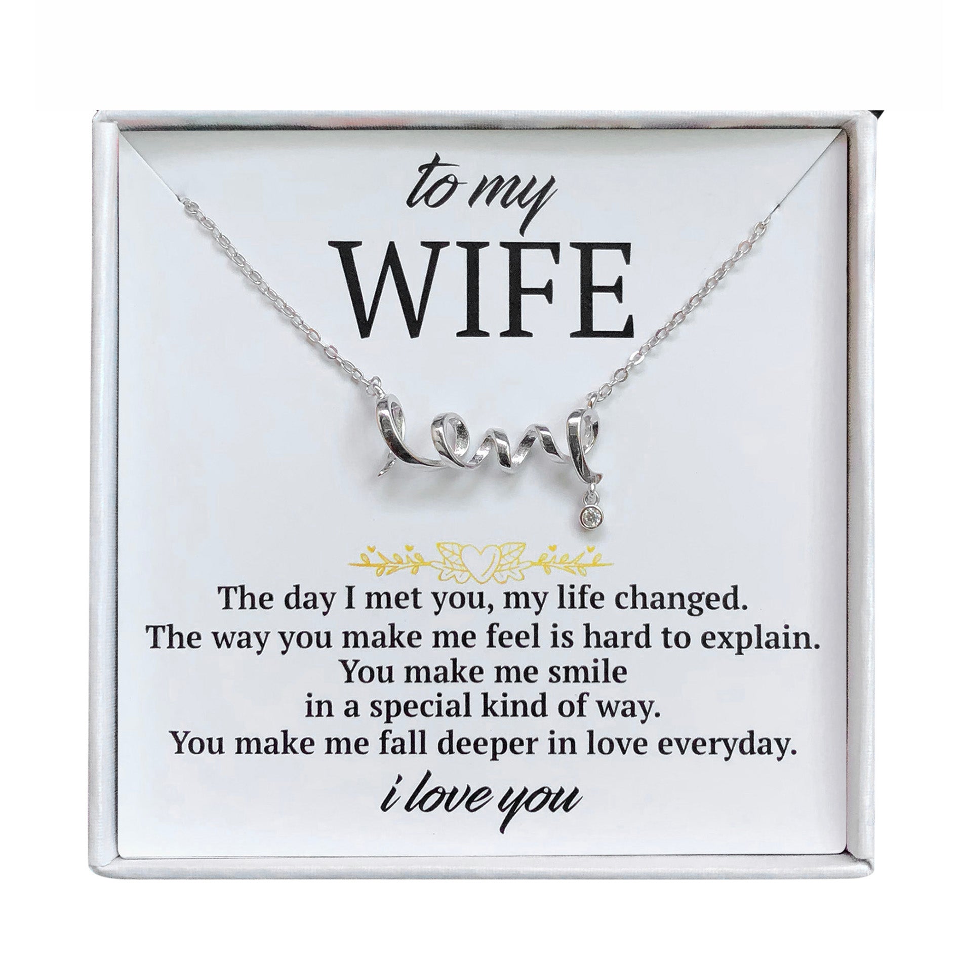 Wife Greeting Card Sterling Silver Infinity Heart Necklace Women Ginger Lyne Collection - Wife-04