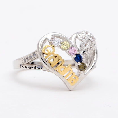 Heart Ring Inscribed To Grandma With Love Plated Cz Womens Ginger Lyne Collection