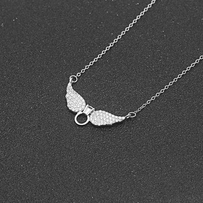 Angel Wings Sterling SilverWomens Cz Pendant Necklace by Ginger Lyne Collection