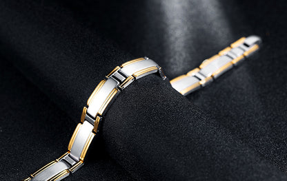 GoldOverStainlessSteelLinkBraceletMensGingerLyneCollection_Silver-4