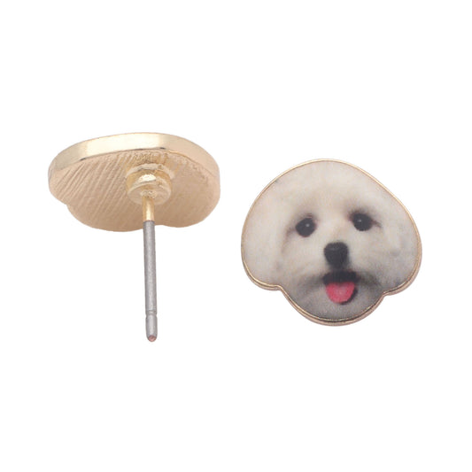 MalteseWhitePuppyDogStudEarrings-GingerLyneCollection_Multi-color-1