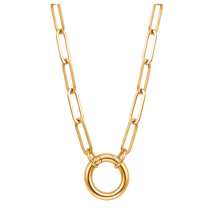 Carabiner Charm Necklace for Women Paperclip Chain Round Carabiner Holder Stainless Steel by Ginger Lyne
