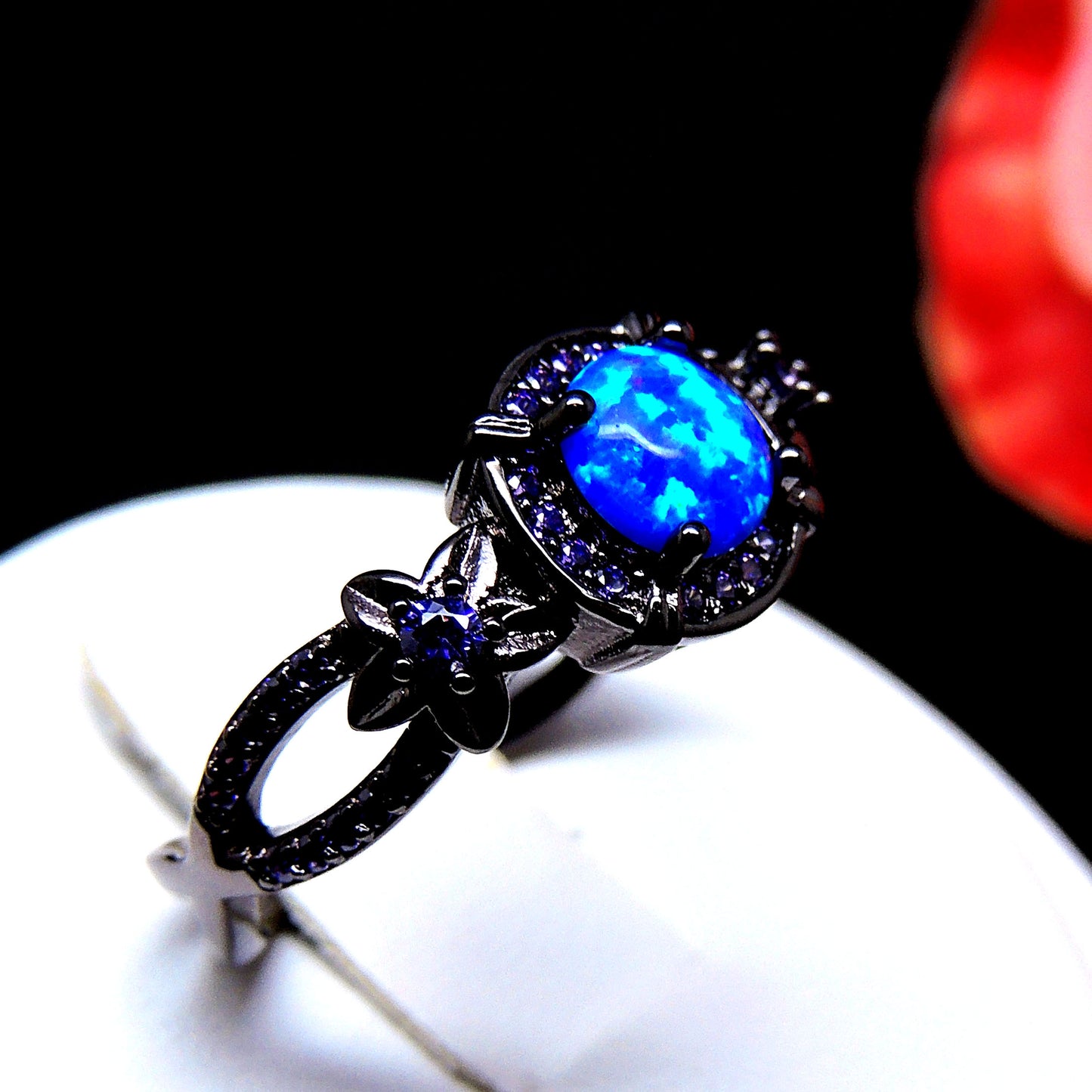 Sloane Statement Ring Womens Purple Black Plated Fire Opal Ginger Lyne Collection