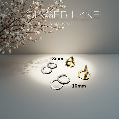 Small Huggie Hoop Earrings for Women 10mm White Gold Plated CZ Body Jewelry by Ginger Lyne Collection - 10mm Gold