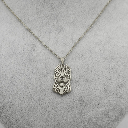 Pit Bull Staffordshire Terrier Dog Necklace Silver Womens Ginger Lyne Collection - Ears Up Dog Set