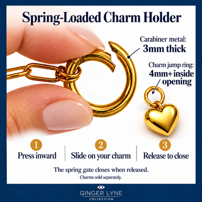 Carabiner Charm Necklace for Women Paperclip Chain Round Carabiner Holder Stainless Steel by Ginger Lyne