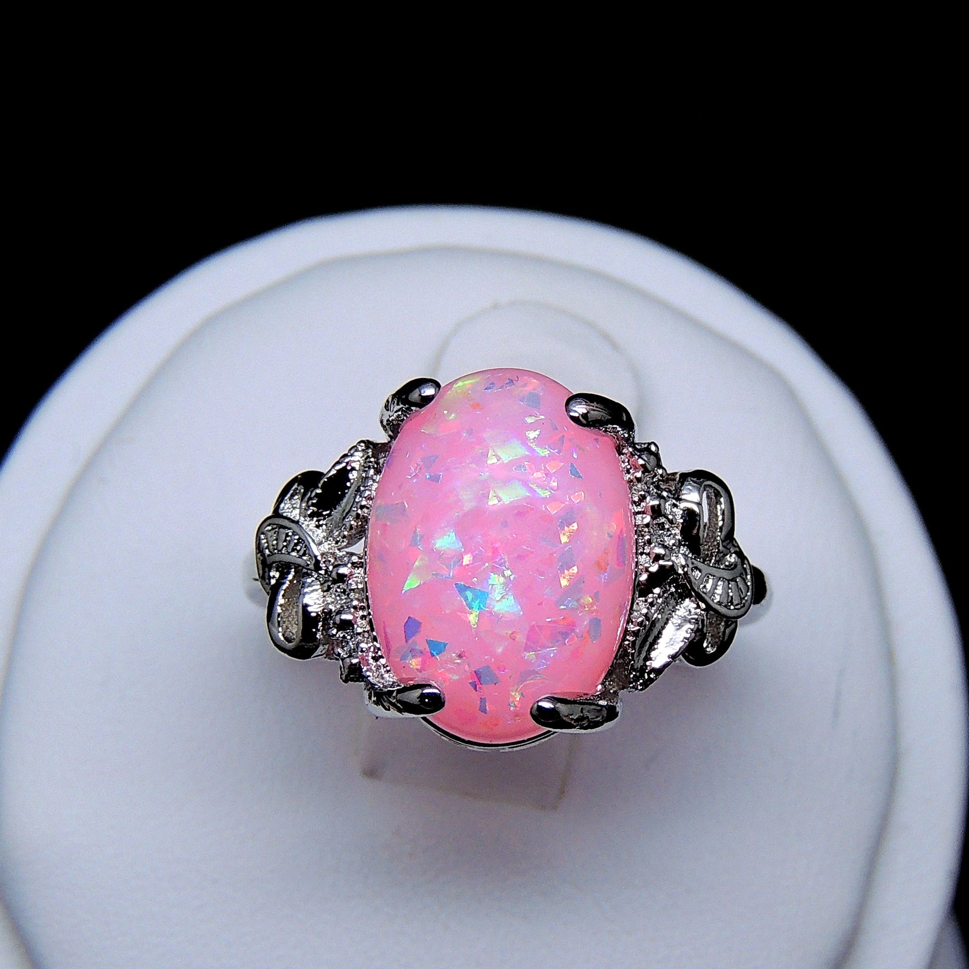 SharlaStatementRingGreenFireOpalWomenGingerLyneCollection_Pink-2