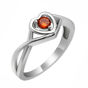 Christine Engagement Ring Promise Heart For Women Silver Cz Ginger Lyne Collection - January-Garnet Red,10