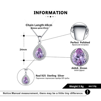 Oval Teardrop Pendant Necklace for Women Sterling Silver Cz Ginger Lyne Collection