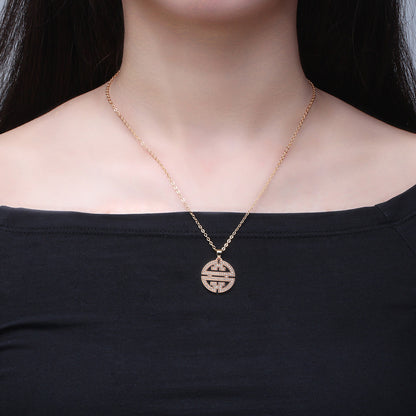 Flower Window Pattern Pendant Necklace for Women Cz Ginger Lyne Collection - Rose Gold