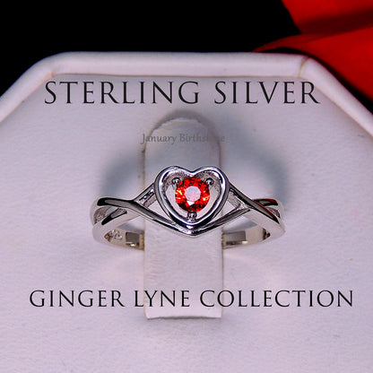 Christine Engagement Ring for Women Promise Heart Birthstone Cz Sterling Silver by Ginger Lyne