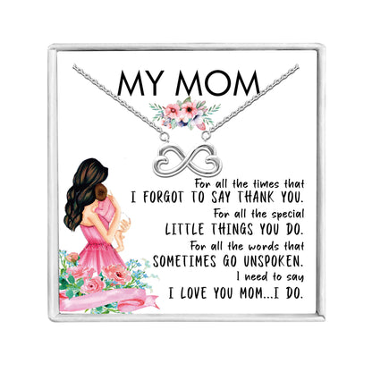 Mom Greeting Card Sterling Silver Infinity Hearts Necklace Women Ginger Lyne Collection - Mom-171