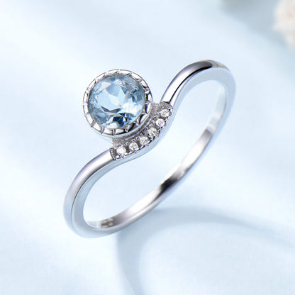 Engagement Ring for Women Created Blue Topaz Sterling Silver Ginger Lyne Collection