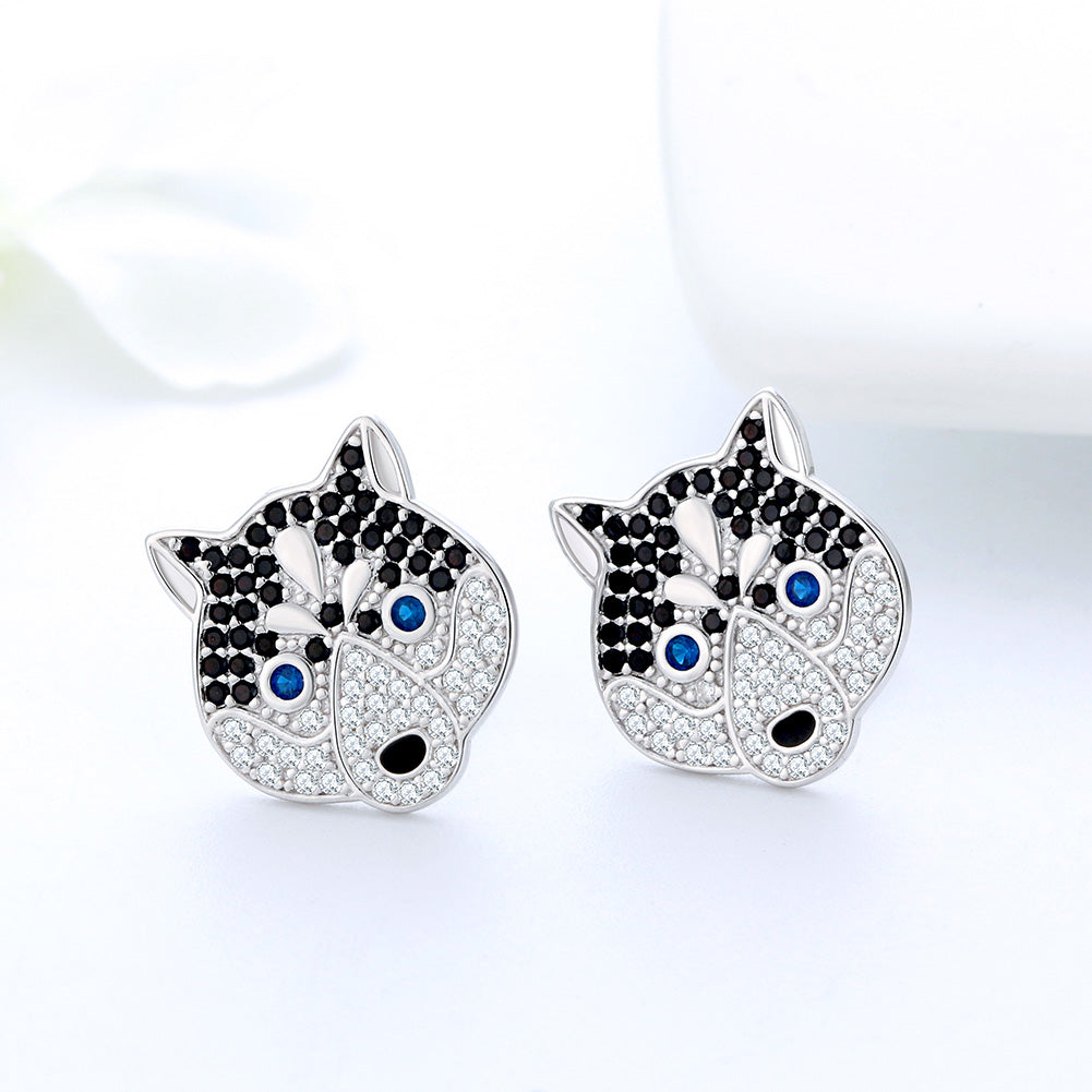 Koko Husky Dog Sterling Silver Earrings for Women Cz Ginger Lyne Collection - Earrings