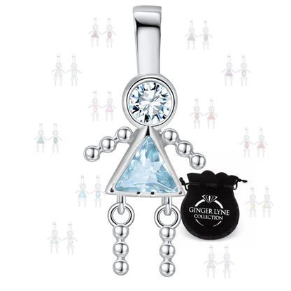 Baby Girl Birthstone Charm Children Pendants for Mom or Grandma Necklace by Ginger Lyne CZ Sterling Silver - Girl March
