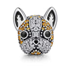 Load image into Gallery viewer, Boston Terrier Frenchie Dog Charm European Bead CZ Sterling Silver Ginger Lyne Collection - Brown
