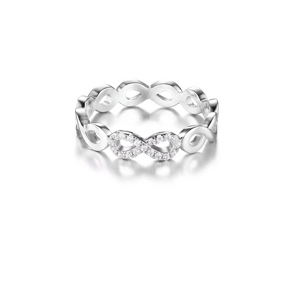 Emma Infinity Eternity Wedding Band Ring Silver Cz Women Ginger Lyne Collection