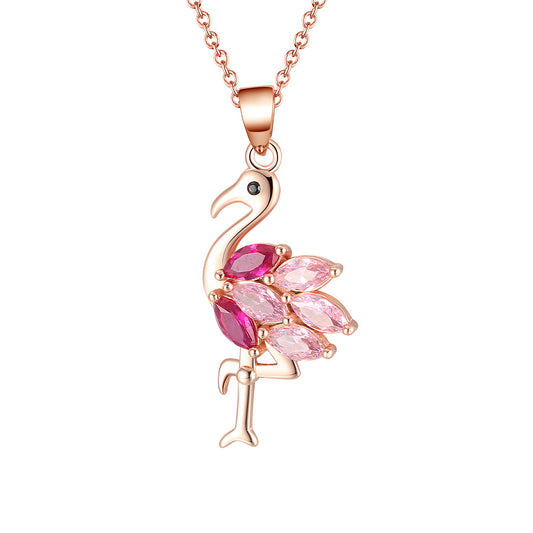 PinkFlamingoPendantNecklaceforWomenCzRoseSterlingSilverGingerLyneCollection_Necklace-1