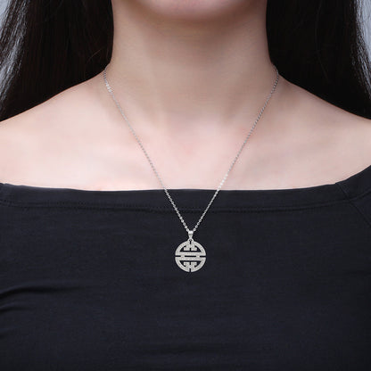 Flower Window Pattern Pendant Necklace for Women Cz Ginger Lyne Collection - Silver