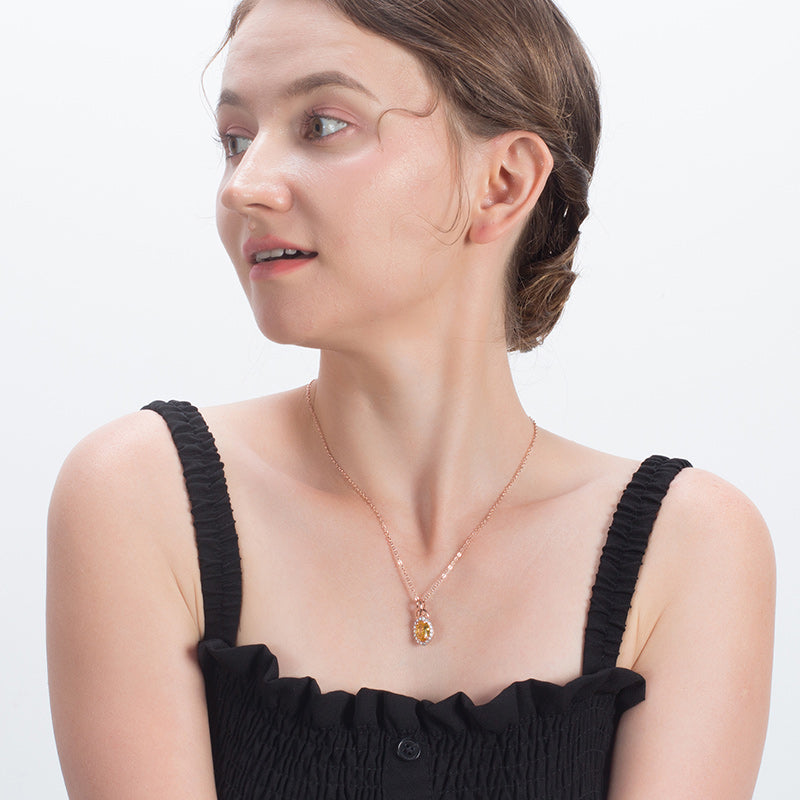 OvalPendantNecklaceforWomenYellowCzRoseSterlingSilverGingerLyneCollection_Yellow-5