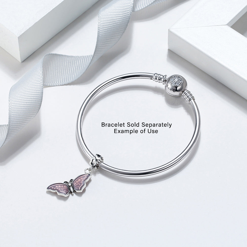 Butterfly Charm European Bead Sterling Silver Pink Ginger Lyne Collection