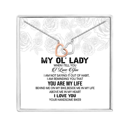 Wife Greeting Card Sterling Silver Infinity Heart Necklace Women Ginger Lyne Collection - BikerWife-003