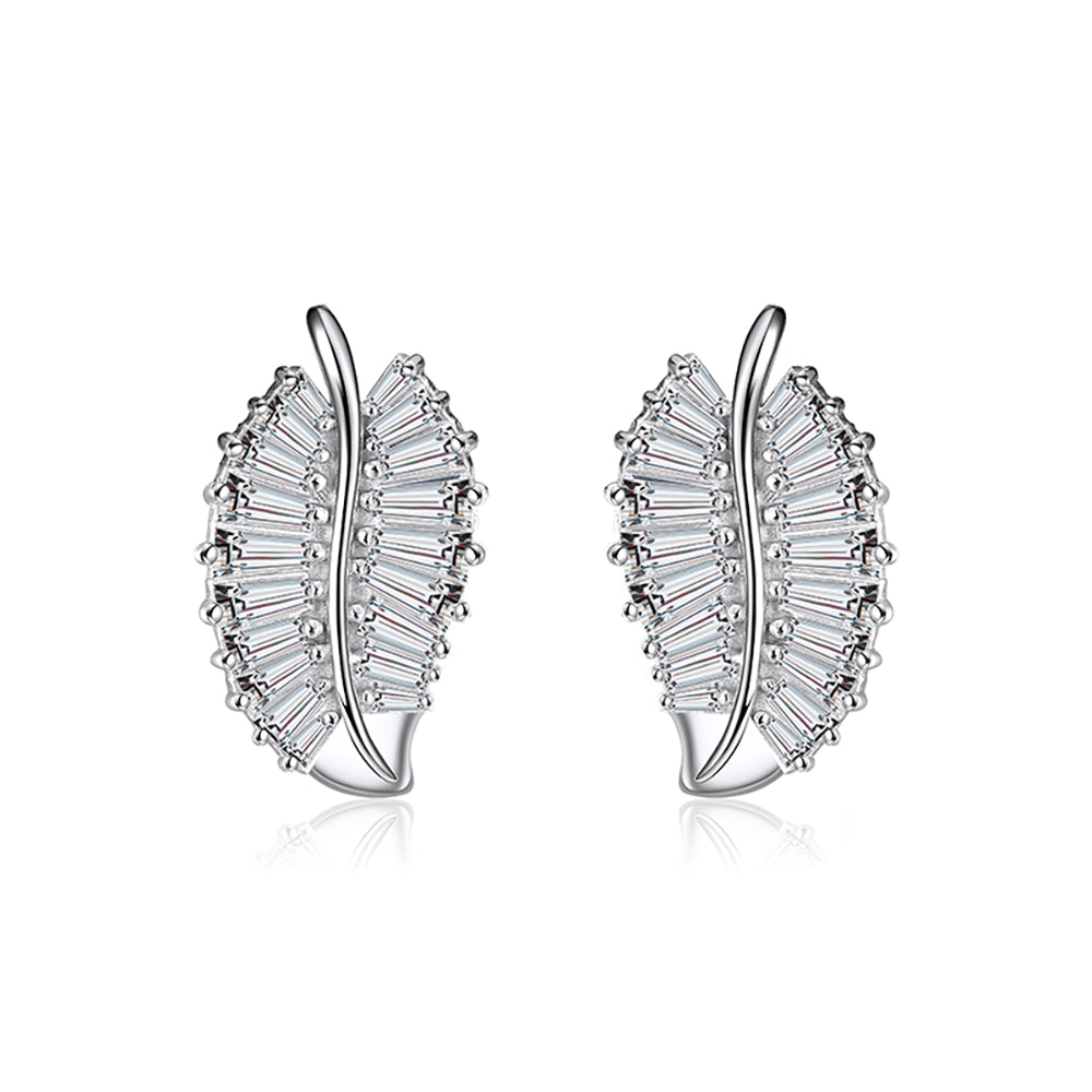 Leaf Baguette Earrings Necklace or Ring for Women Sterling Ginger Lyne Collection - Earrings Only