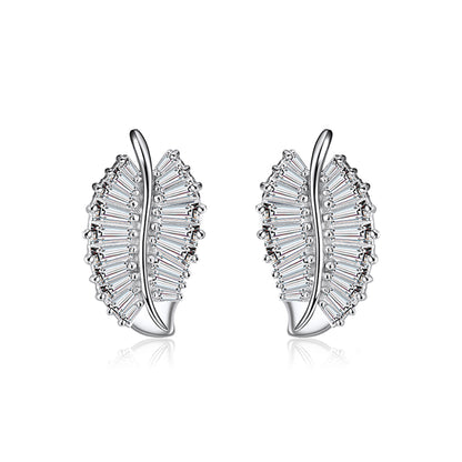 Leaf Baguette Earrings Necklace or Ring for Women Sterling Ginger Lyne Collection - Earrings Only