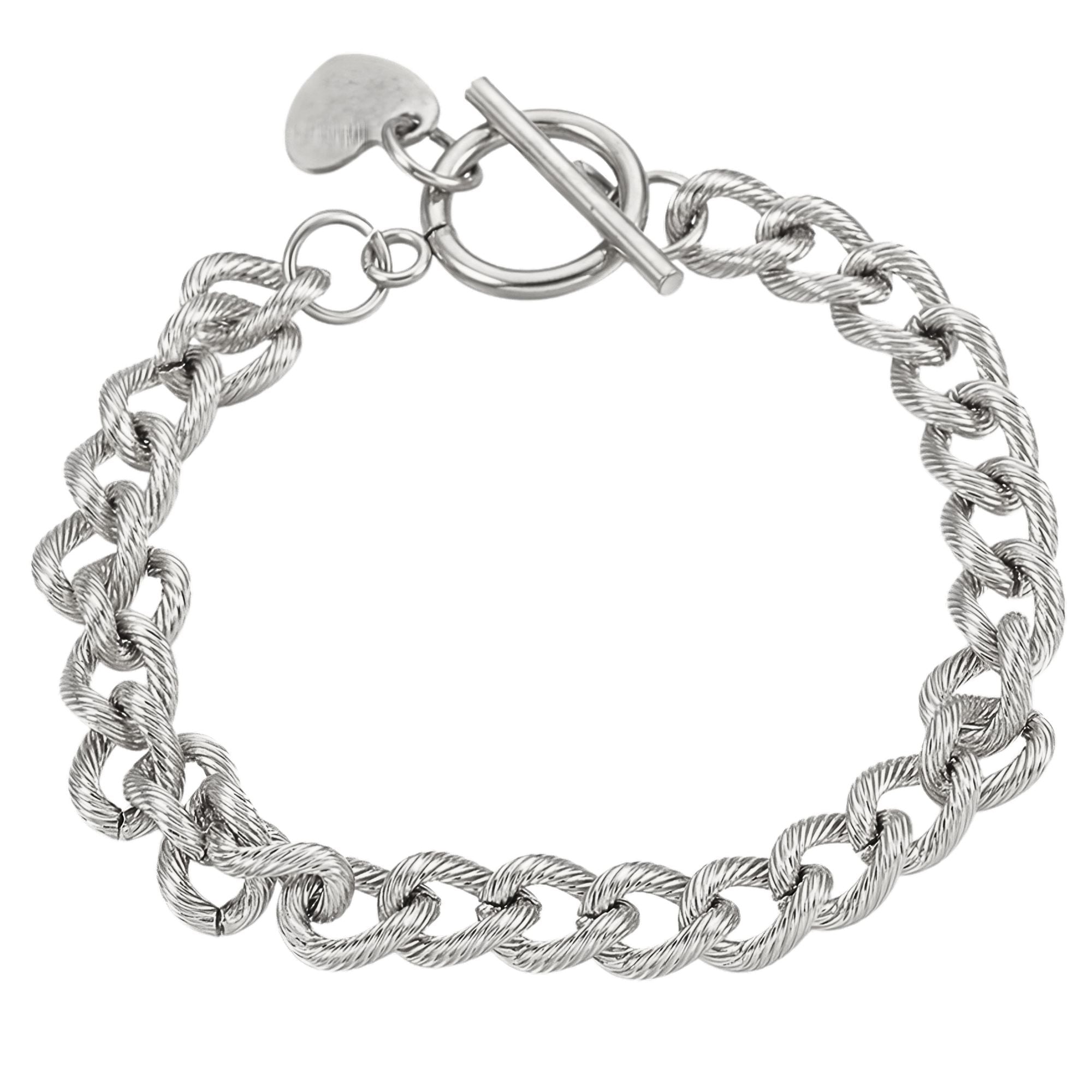 Heart Charm Toggle Bracelet for Women by Ginger Lyne Stainless