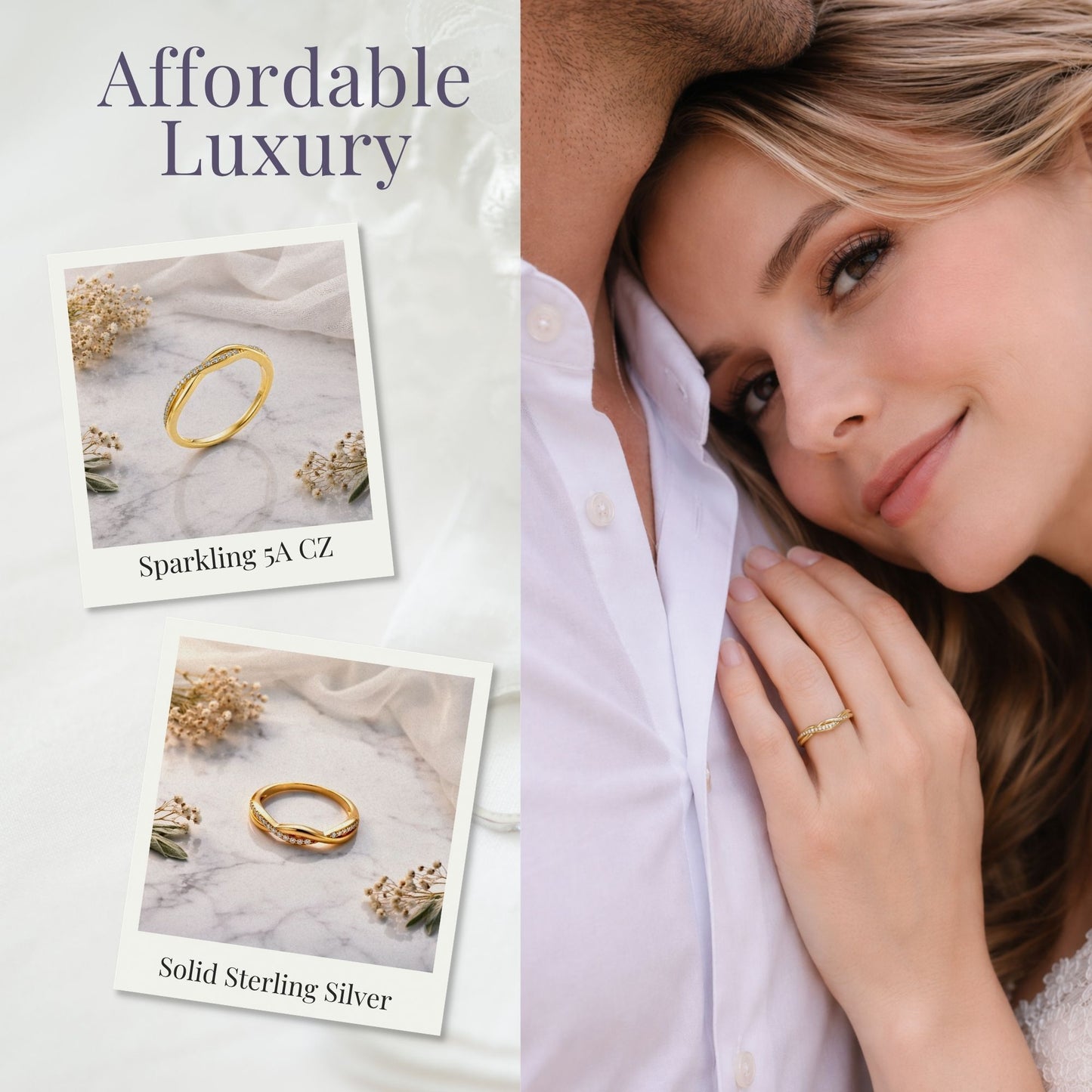 QueenaSterlingSilverWeddingBandforWomenHalfEternityCzAnniversaryRingbyGingerLyneCollection_Gold-ToneSilver-5