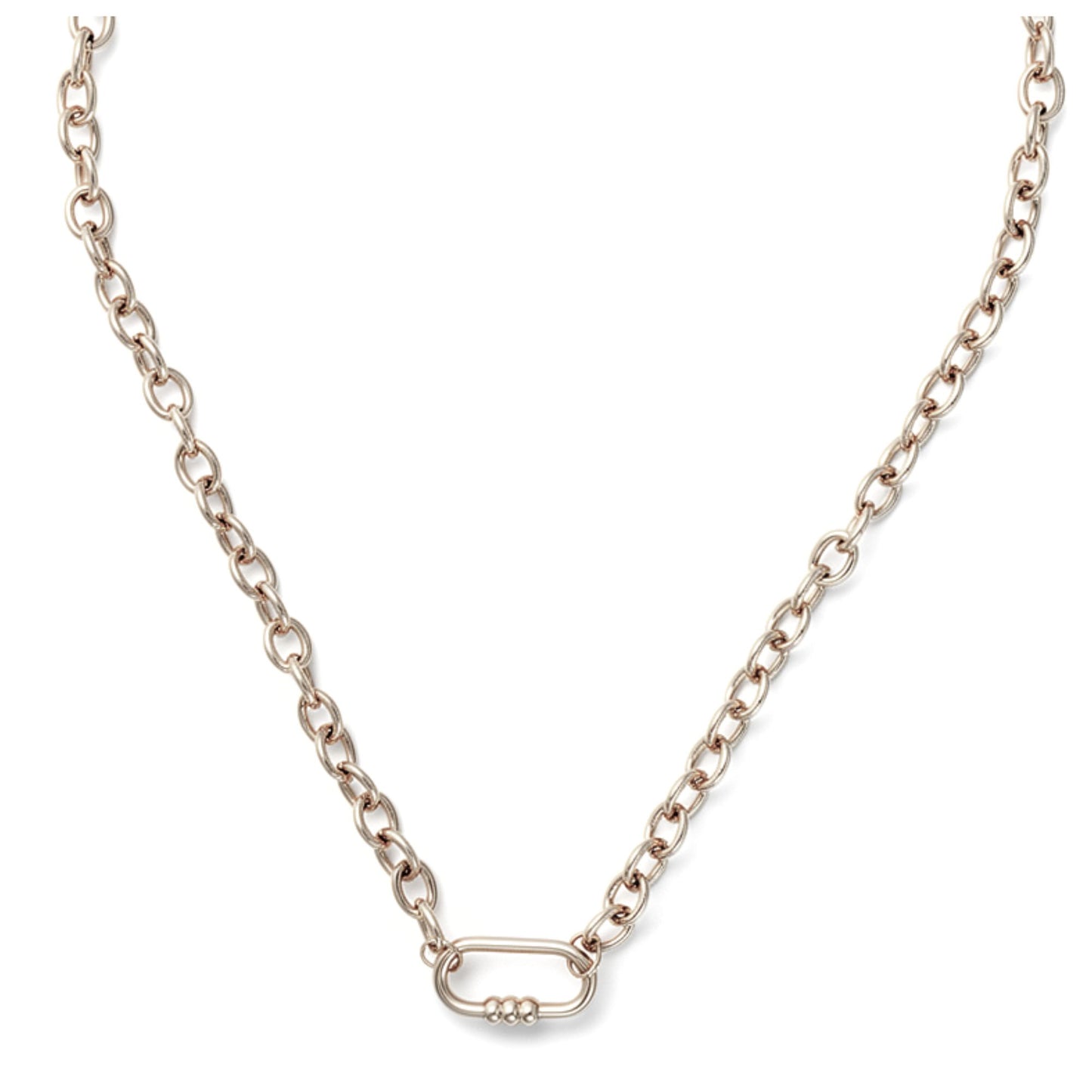 CarabinerCharmHolderNecklaceforWomenbyGingerLyneOChainSilverGoldPlatedStainlessSteel_Gold-OChain/HeartCH-8