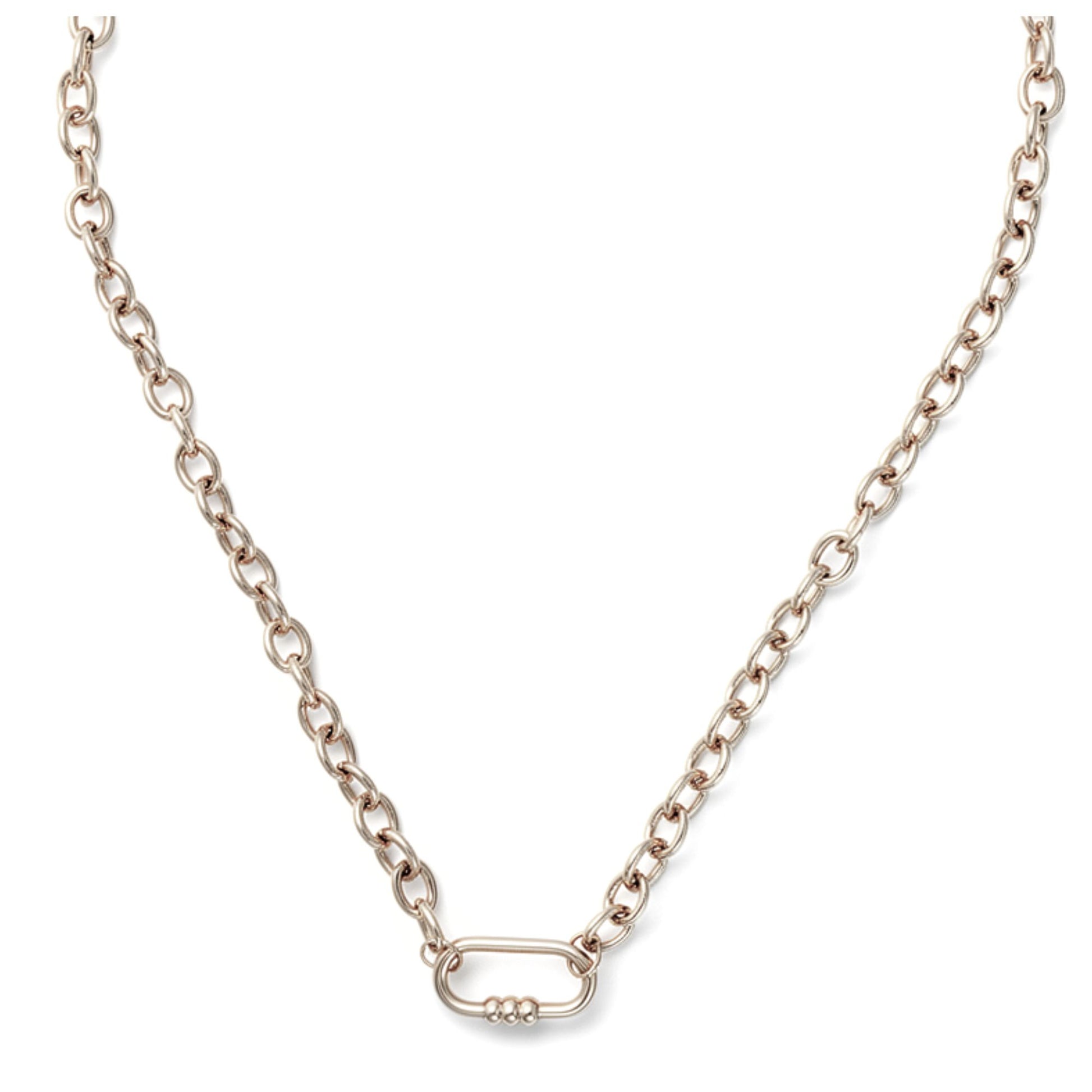 CarabinerCharmHolderNecklaceforWomenbyGingerLyneOChainSilverGoldPlatedStainlessSteel_Gold-OChain/HeartCH-8
