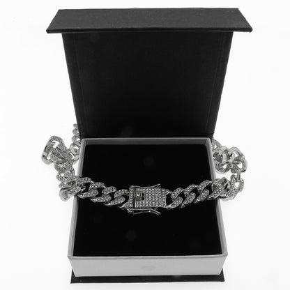 Gold Cuban Link Chain Necklace Iced Out Hip Hop Men Women Ginger Lyne Collection - 18 Inch Silver