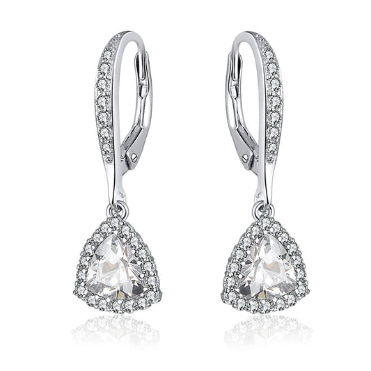 Halo Earrings for Women Trillion Triangle Sterling Silver Cz Ginger Lyne Collection