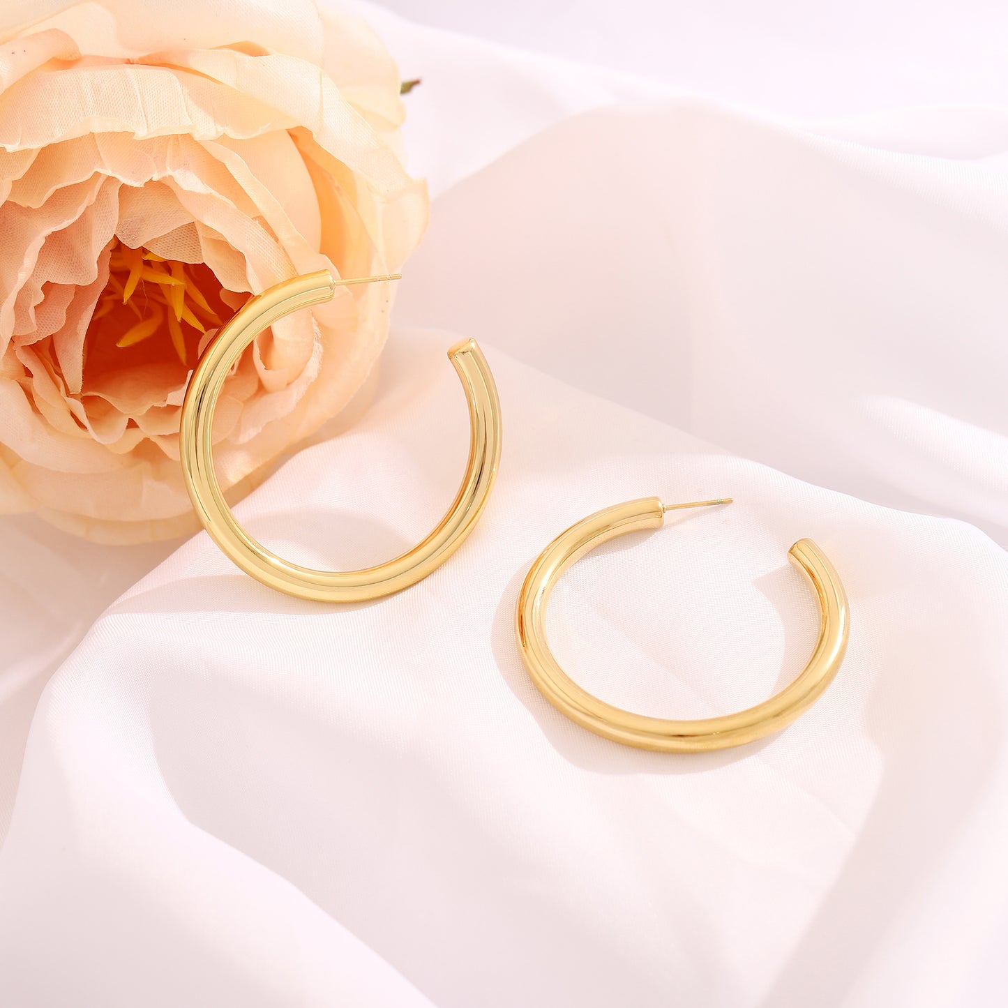 HollowTubeHoopEarringsforWomenbyGingerLyne2"GoldStainlessSteelLightweight_Gold-3