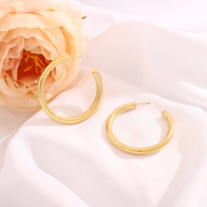 HollowTubeHoopEarringsforWomenbyGingerLyne2"GoldStainlessSteelLightweight_Gold-3