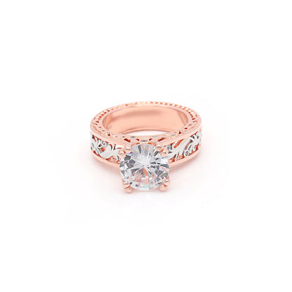 Nadia Engagement Ring Solitiare Cz Rose Gold Plated Womens Ginger Lyne Collection