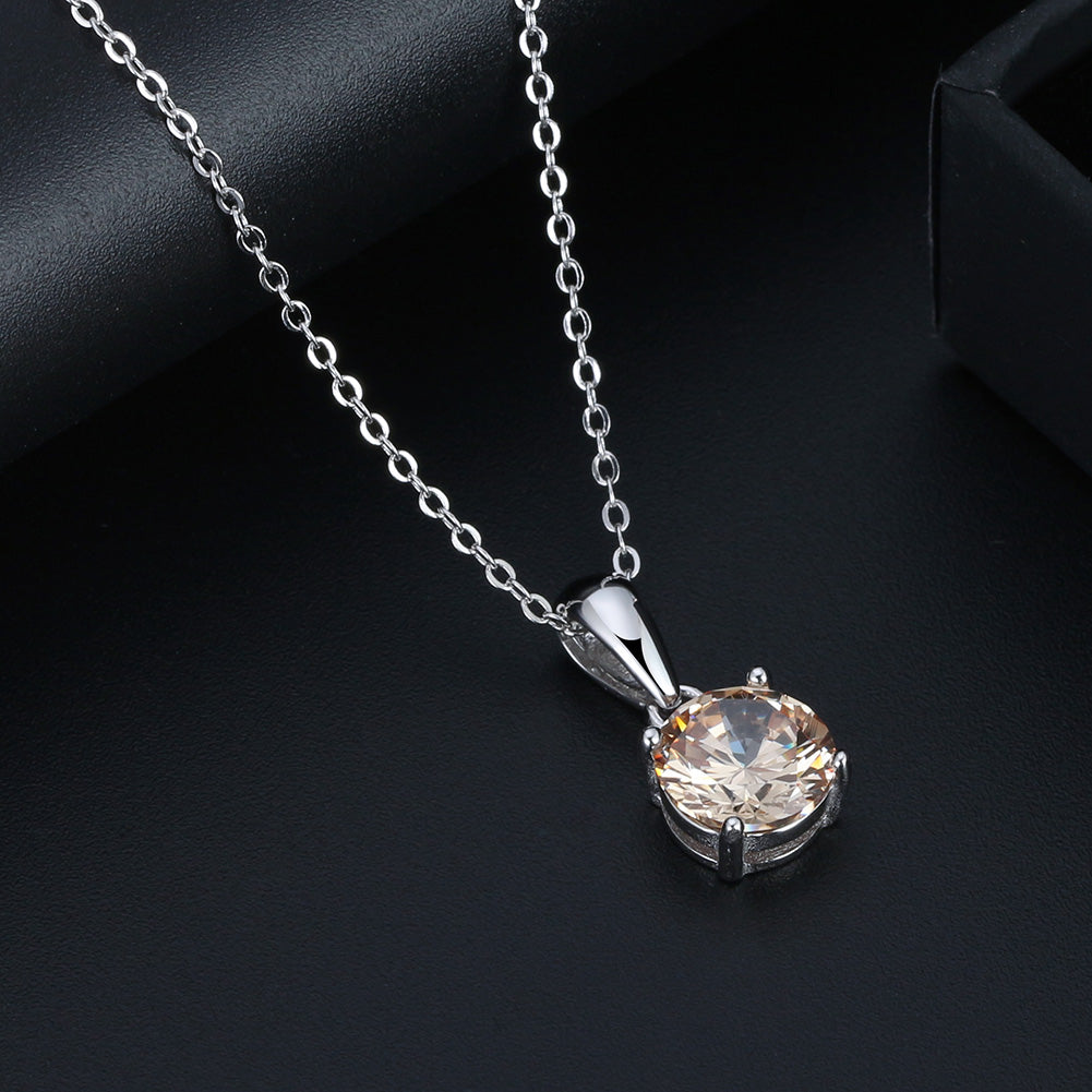 Solitaire Birthstone Necklace for Women Cz Sterling Silver Ginger Lyne Collection - November-Topaz Yellow