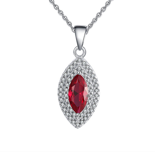 Pendant Necklace for Women Marquise Red Cz Sterling Silver Ginger Lyne Collection