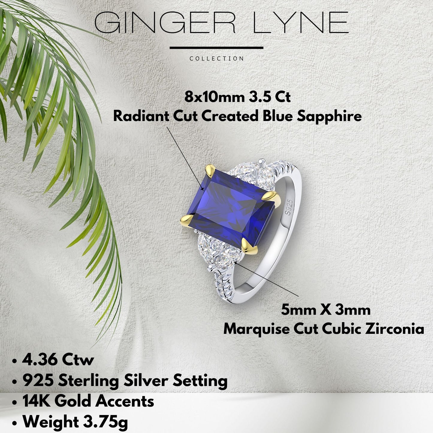 Blue Sapphire Engagement Rings for Women Sterling Silver Birthstone Rings by Ginger Lyne