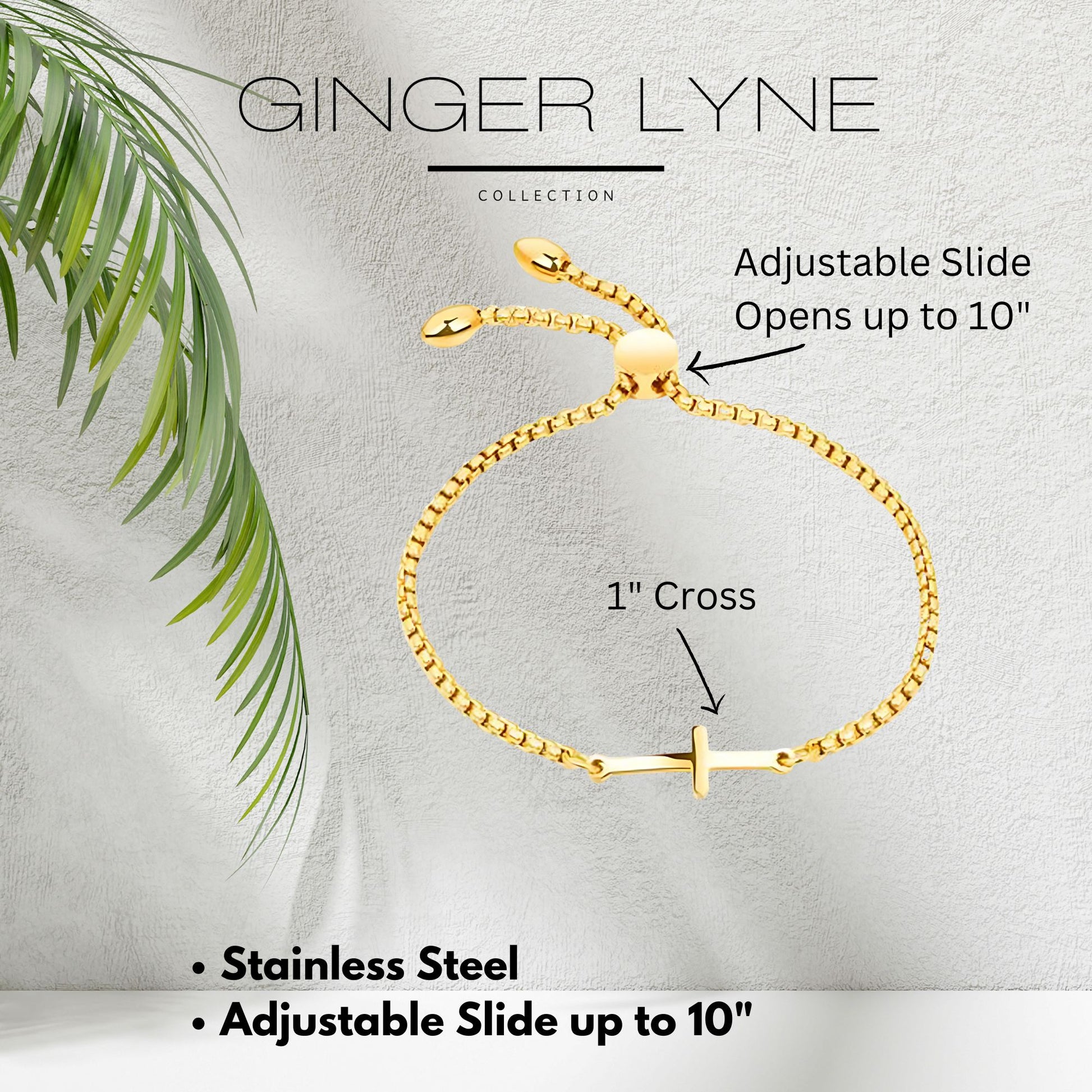 ReligiousCrossBraceletbyGingerLyneAdjustableStainlessSteelChainSilverorGoldFinish_Gold-7
