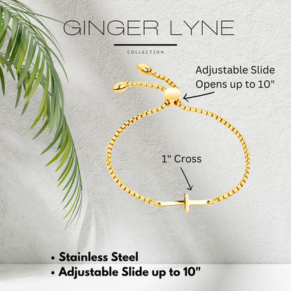ReligiousCrossBraceletbyGingerLyneAdjustableStainlessSteelChainSilverorGoldFinish_Gold-7