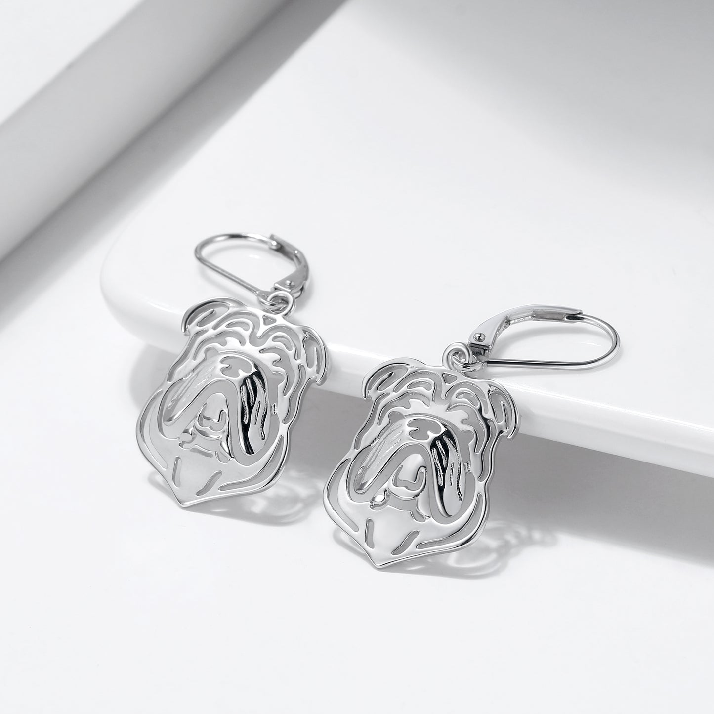 Bulldog Dog Necklace, Earrings, or Set for Women Sterling Silver Ginger Lyne Collection - Dog Set