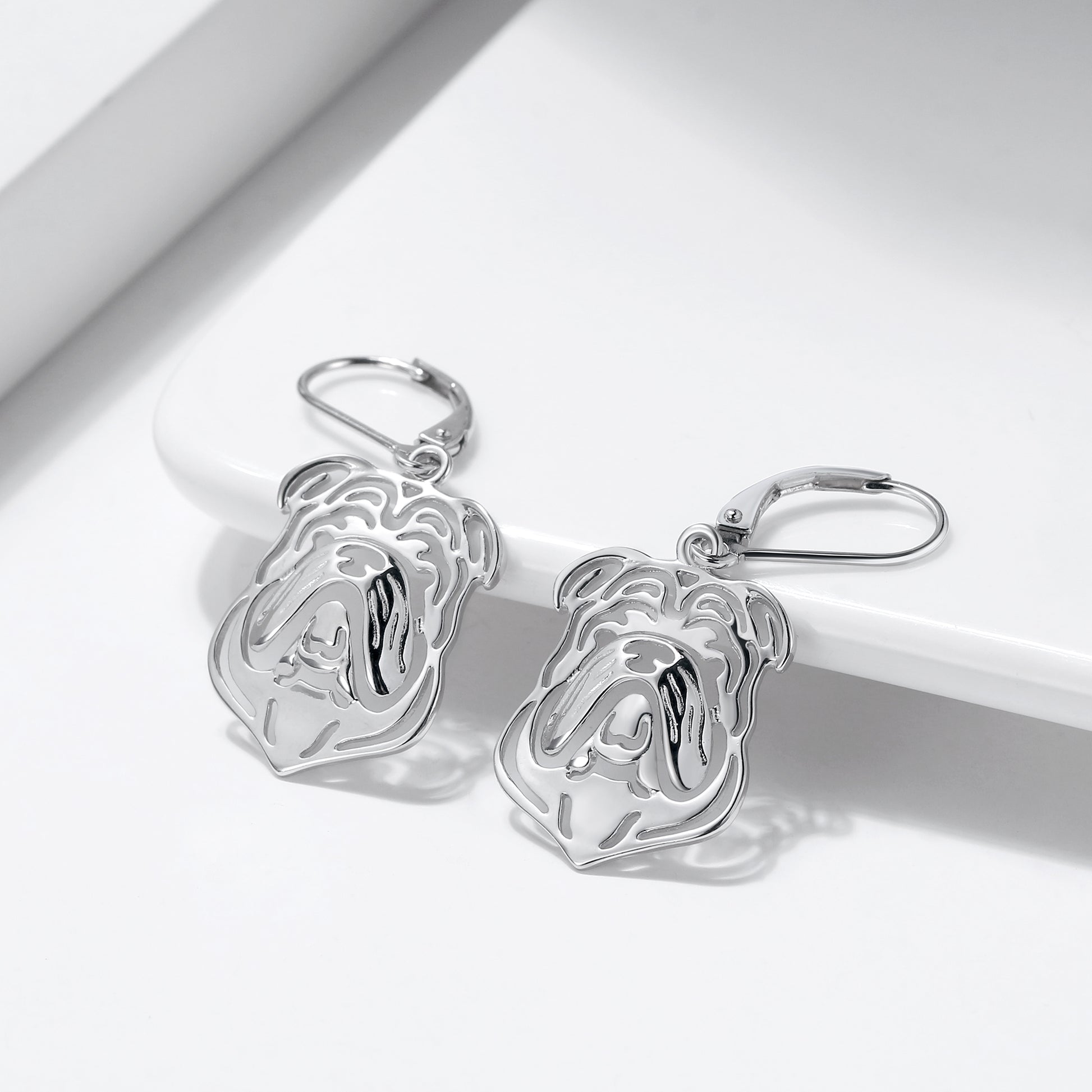 Bulldog Dog Necklace, Earrings, or Set for Women Sterling Silver Ginger Lyne Collection - Dog Set